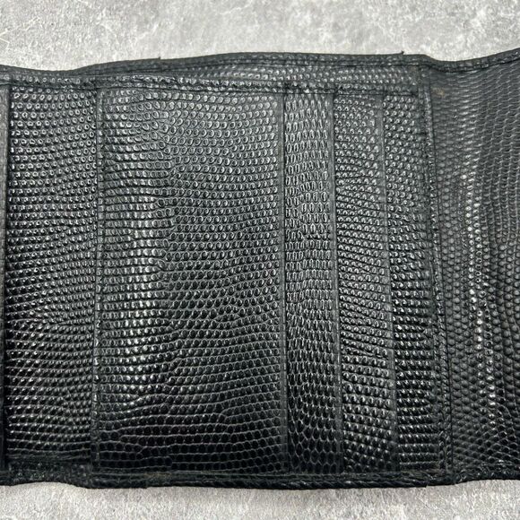 Salvatore Ferragamo Vara Bow Black Trifold Compact Wallet Clasp Leather - Picture 9 of 16